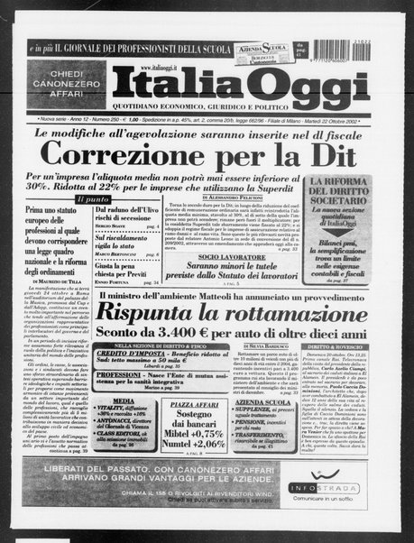 Italia oggi : quotidiano di economia finanza e politica